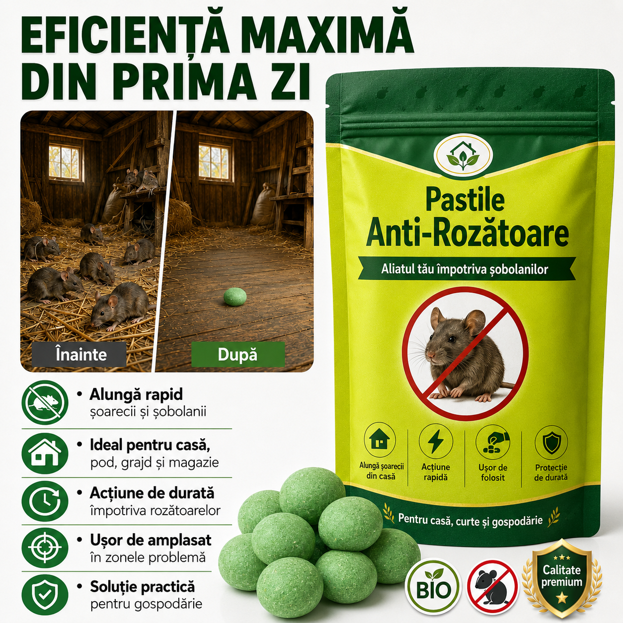 Pastile Anti-Șoareci și Șobolani - 1+1 GRATIS